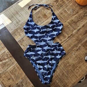 Aerie Shark Print One Piece Swimsuit